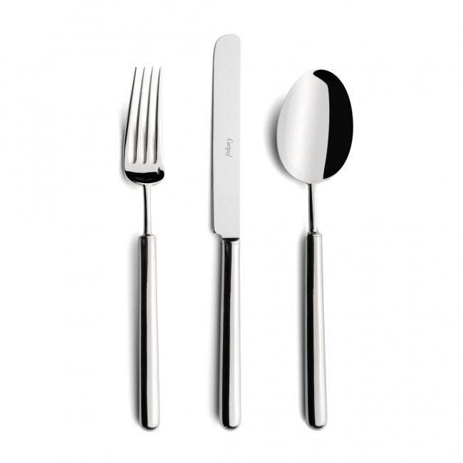 Bali Steel Polished 75 pc Set Special Order (12x: Dinner Knives, Dinner Forks, Table Spoons, Coffee/Tea Spoons, Dessert Knives, Dessert Forks; 1x: Soup Ladle, Serving Spoon, Serving Fork)