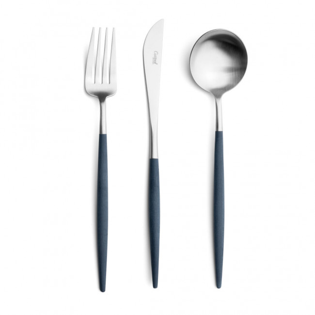 Goa Blue Handle/Steel Matte Gourmet Spoon 8.8 in (22.3 cm)