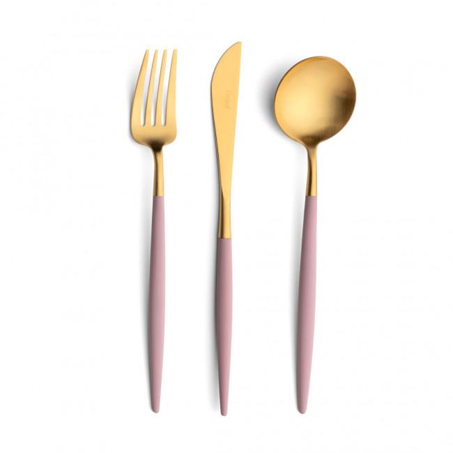 Goa Pink Handle/Gold Matte Serving Spoon 10.4 in (26.5 cm)