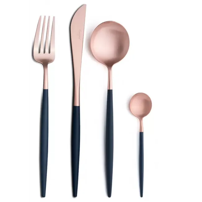 Goa Blue Handle/Rose Gold Matte Serving Fork 10.4 in (26.5 cm)