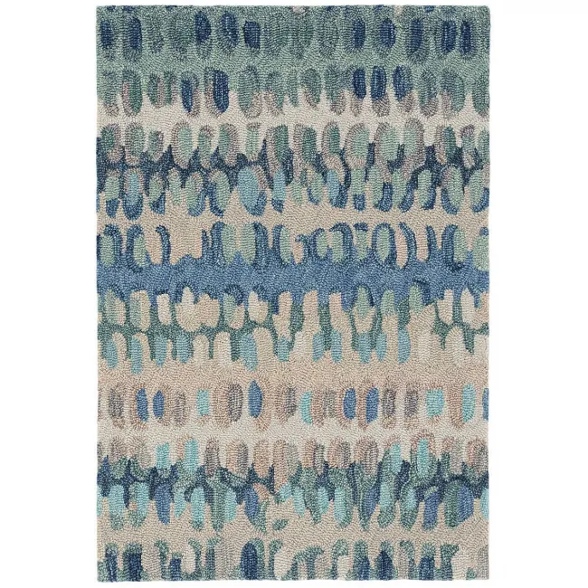 Paint Chip Blue Hand Micro Hooked Wool Rug 8' x 10'