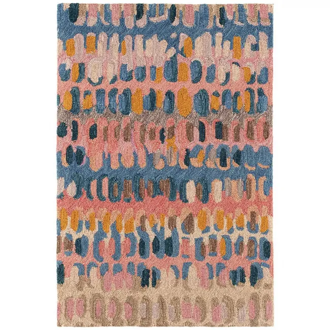 Paint Chip Coral Hand Micro Hooked Wool Rug 5' x 8'