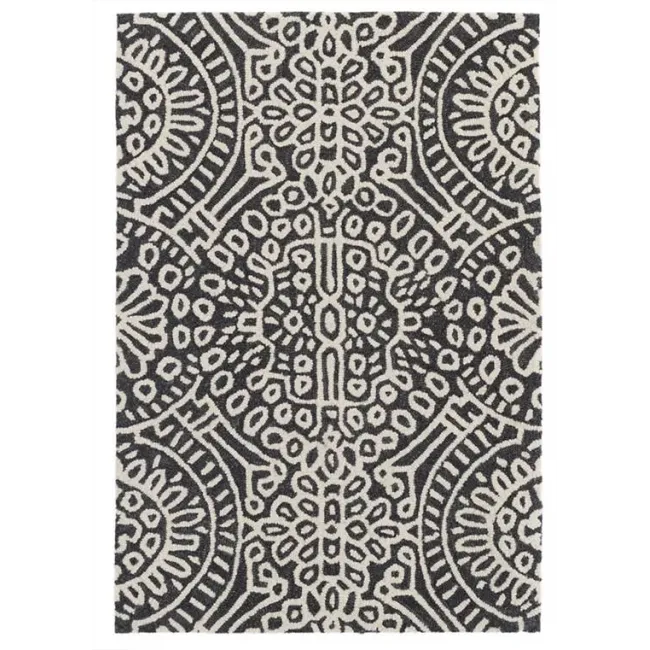 Temple Charcoal Hand Micro Hooked Wool Rug 3' x 5'