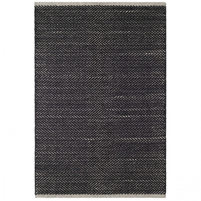 Herringbone Black Woven Cotton Rug 2' x 3'