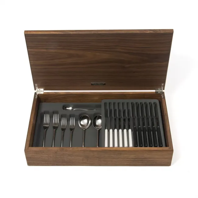Pride Stainless Black 88-Piece Canteen Walnut