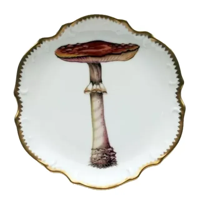 Forest Mushrooms Canape Plates #6 Hors D'Oeuvre Plate 6.25 in Rd