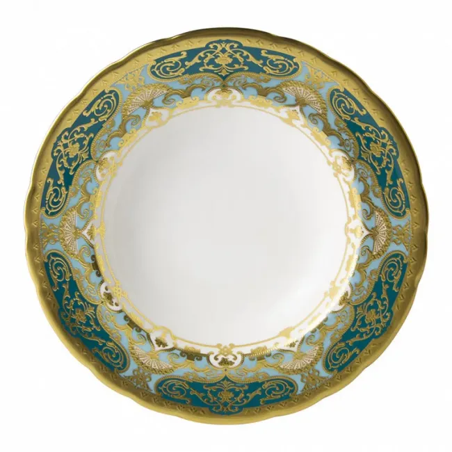 Heritage Forest Green & Turquoise Rim Soup L/S (8.5in/21.65cm & 8oz/22cl) (Special Order)