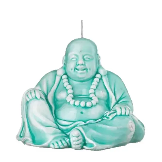 Buddha Candle Turquoise H 10" (Special Order)