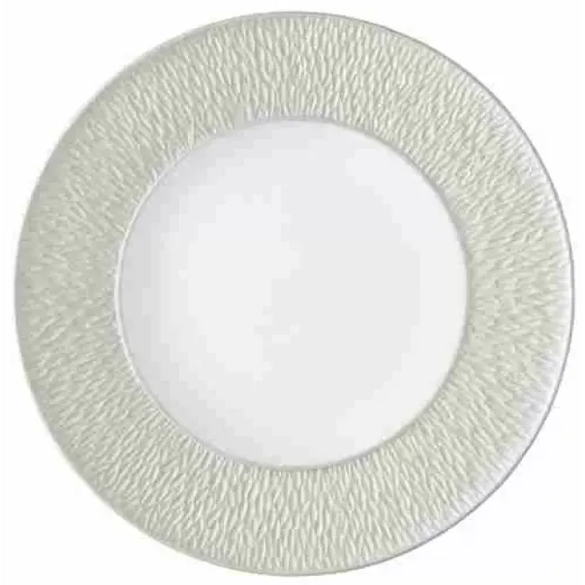 Mineral Irise Pearl Grey Deep plate with engraved rim 10.6 in