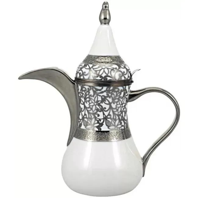 Tolede Platinum/White Arabic Coffee Pot 8.3 x 8.3 x 9.5 in.