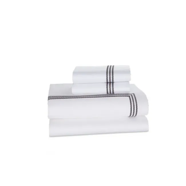 Windsor White/Grey Cotton Sateen Bedding Standard Pillow Cases 20 x 32, Pair