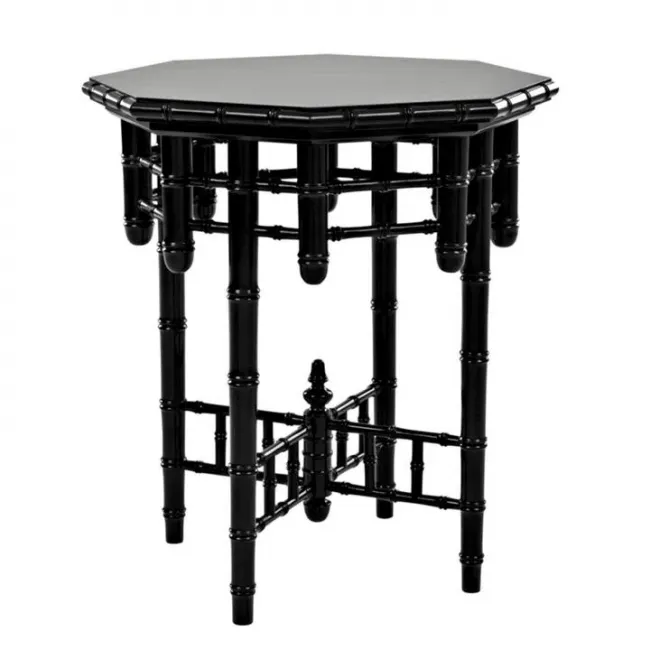 Octagonal Piano Black Side Table