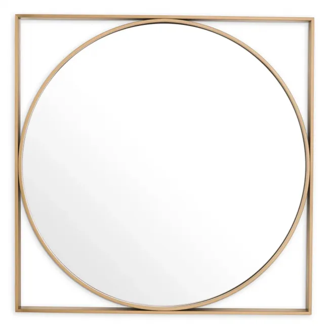 Montauk Brushed Brass Round Mirror