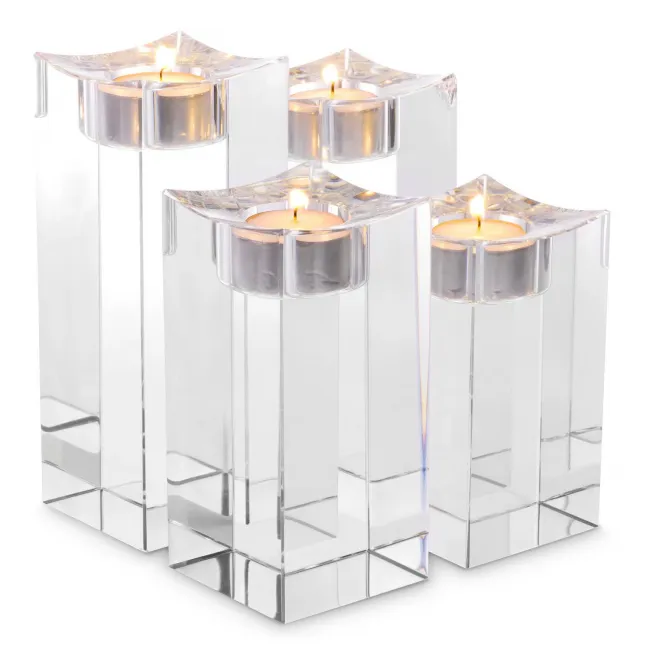 Giancarlo High Crystal Glass Set of 4 Tealight Holders