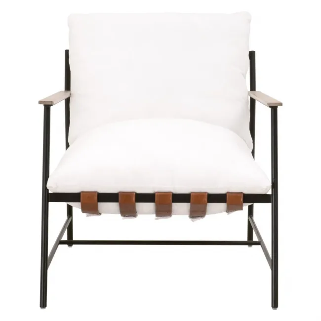 Brando Club Chair LiveSmart Peyton-Pearl, Chestnut Top Grain Leather, Natural Gray Oak, Black Iron