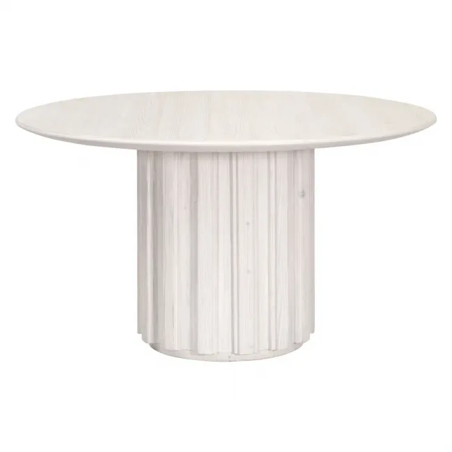 Roma 54" Round Dining Table White Wash Pine