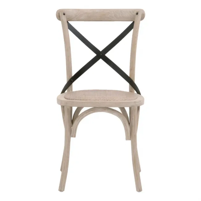 Grove Dining Chair, Set of 2 Cane, Natural Gray Hackberry, Black Iron