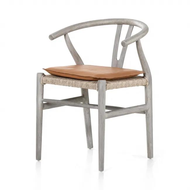 Muestra Dining Chair With Cushion Weathered Grey Teak/Whiskey Saddle