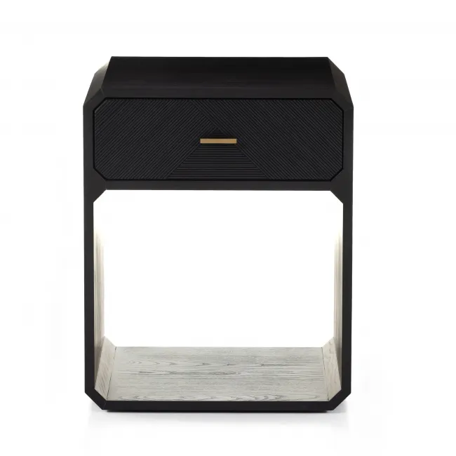 Four Hands Caspian Nightstand Black Ash Veneer Gracious Style
