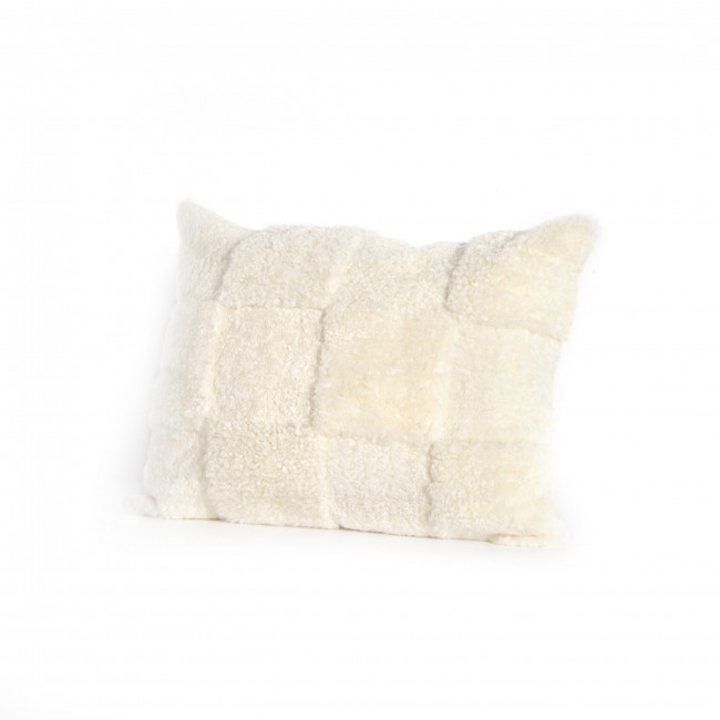 Patchwork Shearing Lumbar Pillow Cream