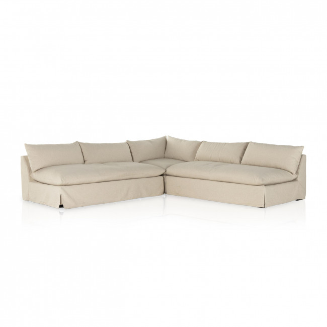 Grant Slipcover 3pc Sectional 114" Natural