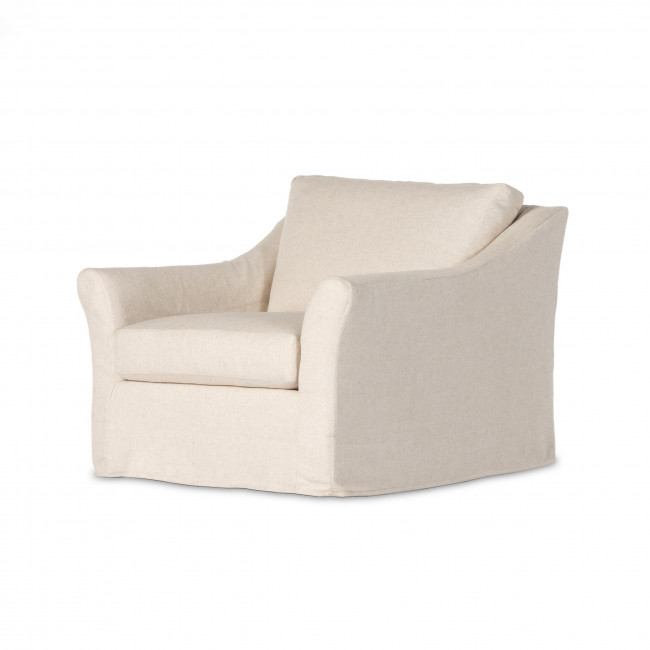 Delray Slipcover Swivel Chair Creme
