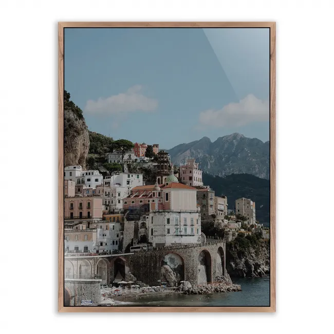 Atrani, Italy by Natalie Obradovich 24" x 32" Rustic Walnut Framed Metal