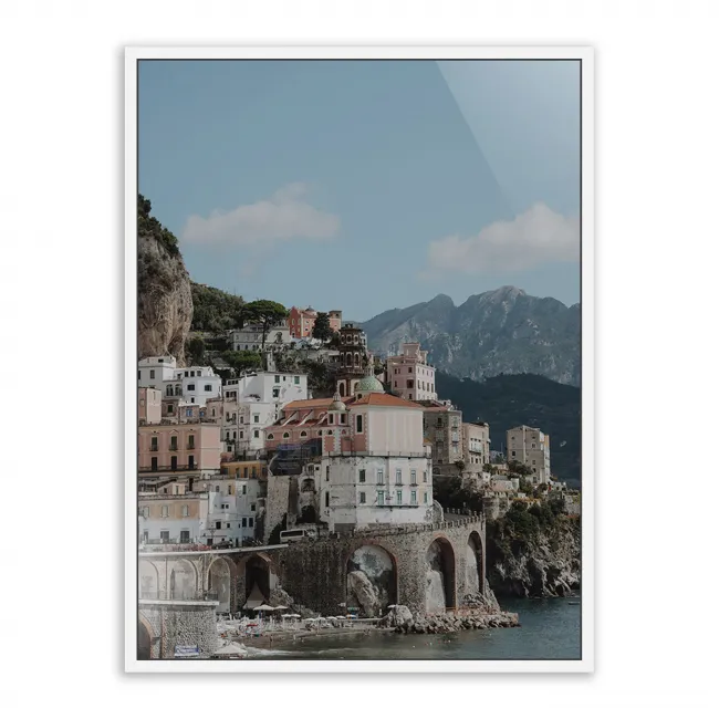 Atrani, Italy by Natalie Obradovich 24" x 32" White Maple Framed Metal