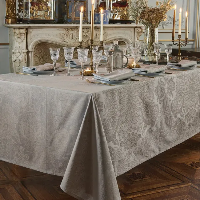 Mille Isaphire Beige Coated Cotton Custom Tablecloth