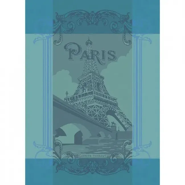 Paris Seine Turquoise 100% Cotton Kitchen Towel 22" x 30"