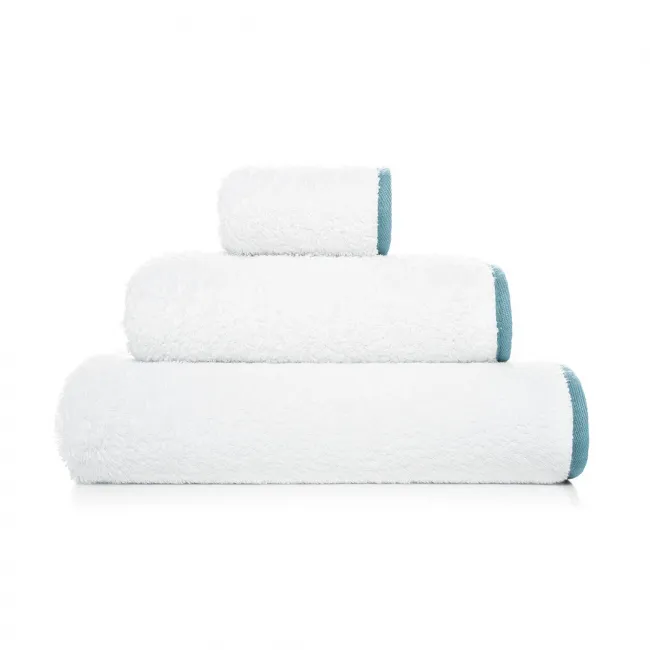 Portobello White/Petrol Guest Towel 12" x 20"