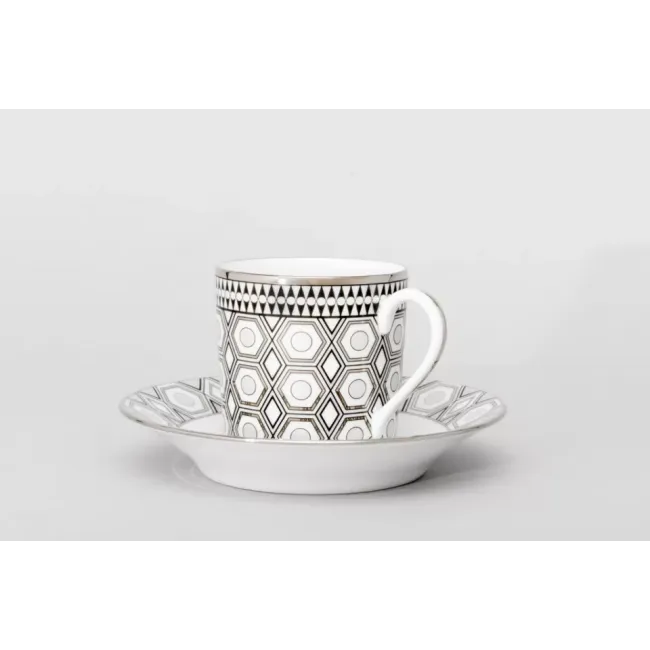 Martyn Lawrence Bullard Hollywood Grey/Platinum Coffee Cup & Saucer 12.8 Cm 7.5 Cl
