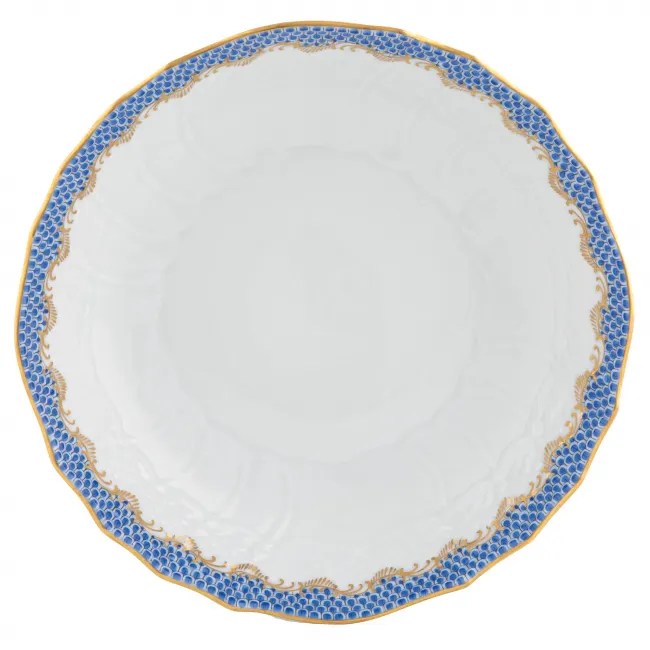 Fish Scale Blue Scalloped Dinner Bowl 8 in D X 2 in H