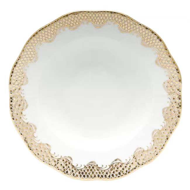 Fish Scale Gold Rim Soup Plate 8 in D