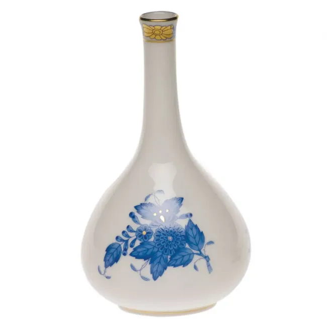 Chinese Bouquet Blue Medium Bud Vase 5.25 in H