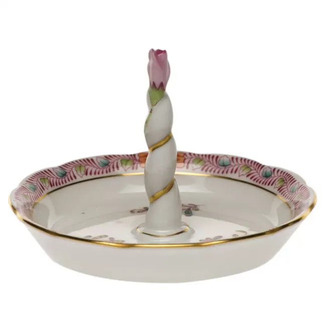 Chinese Bouquet Multicolor Ring Holder With Rose Bud 4 in L X 2.5 in H