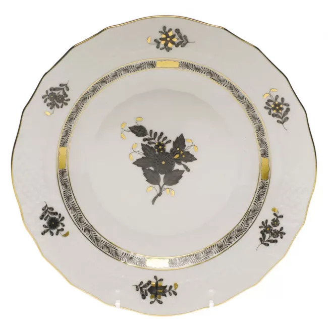 Chinese Bouquet Black Dessert Plate 8.25 in D