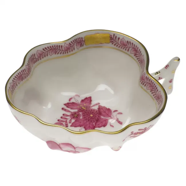 Chinese Bouquet Raspberry Deep Leaf Dish 4 in L X 3 in W