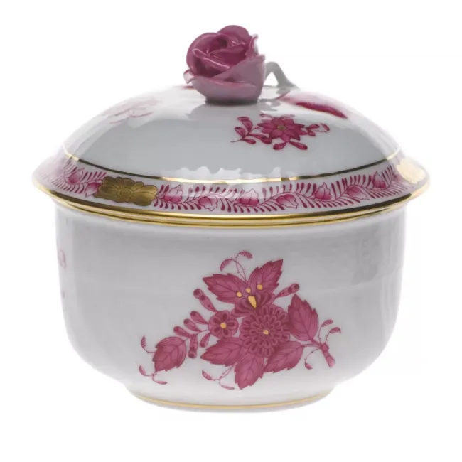 Chinese Bouquet Raspberry Covered Sugar With Rose 4 Oz 3.25 in H