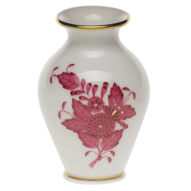 Chinese Bouquet Raspberry Small Bud Vase With Lip 2.5 in H
