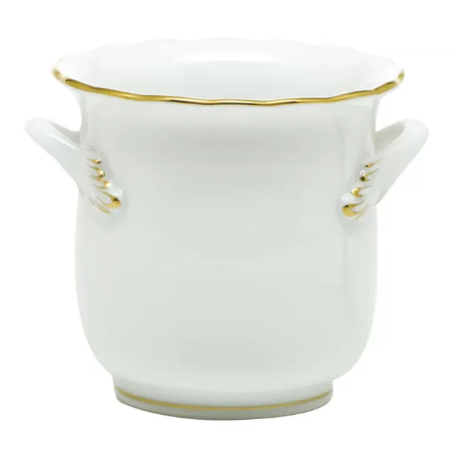 Golden Edge Mini Cachepot With Handles 4.75 in L X 3.75 in H