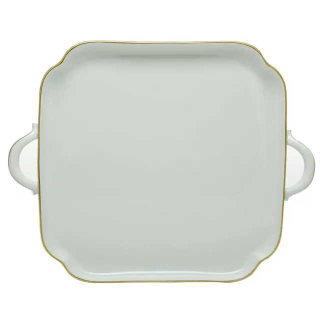 Golden Edge Square Tray With Handles 12.75 in L X 12.75 in W