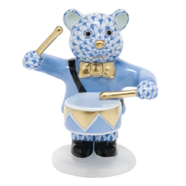 Little Drummer Bear Blue 2.5 in L X 3 in H