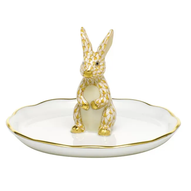 Bunny Ring Holder Butterscotch 2.25 in H X 4 in D