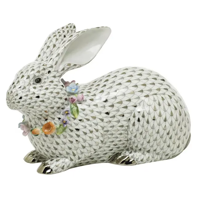 Gray Bunny With Garland Multicolor 8.5 in L X 3.25 in W X 5.5 in H