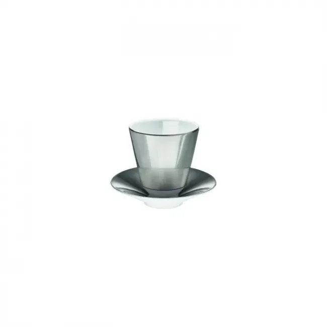 Polite Platinum Beaker With Saucer Diam 3.3" High 3.7" 6.1Oz Diam 5.1" High 1.2"
