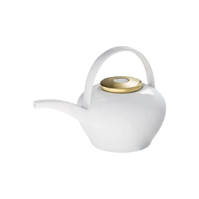 Polite Gold Teapot With High Handle Diam 6.7" High 7.6" 54.1Oz