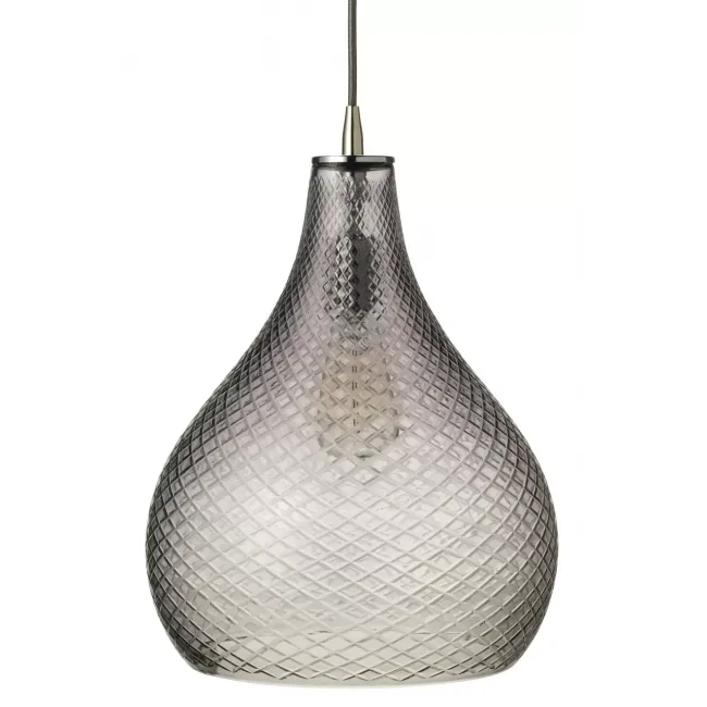 Cut Glass Curved Pendant Grey Glass