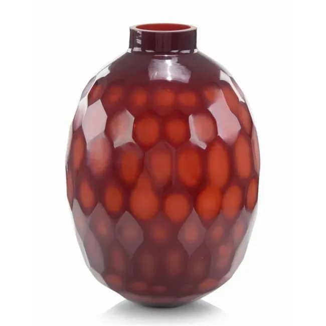 Ruby Red Etched Glass Vase II