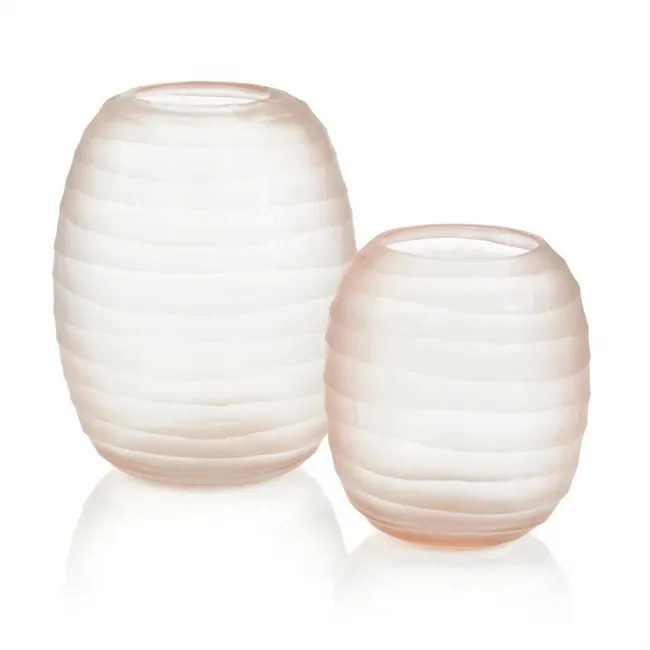 Glass Vases Set Of Two Translucent Pink